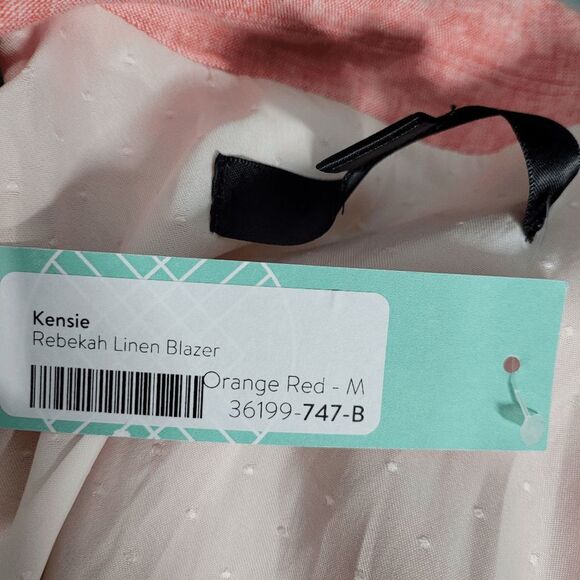 Kensie Orange Red Stitch Fix Rebekah Linen Blazer Size M - Picture 5 of 6